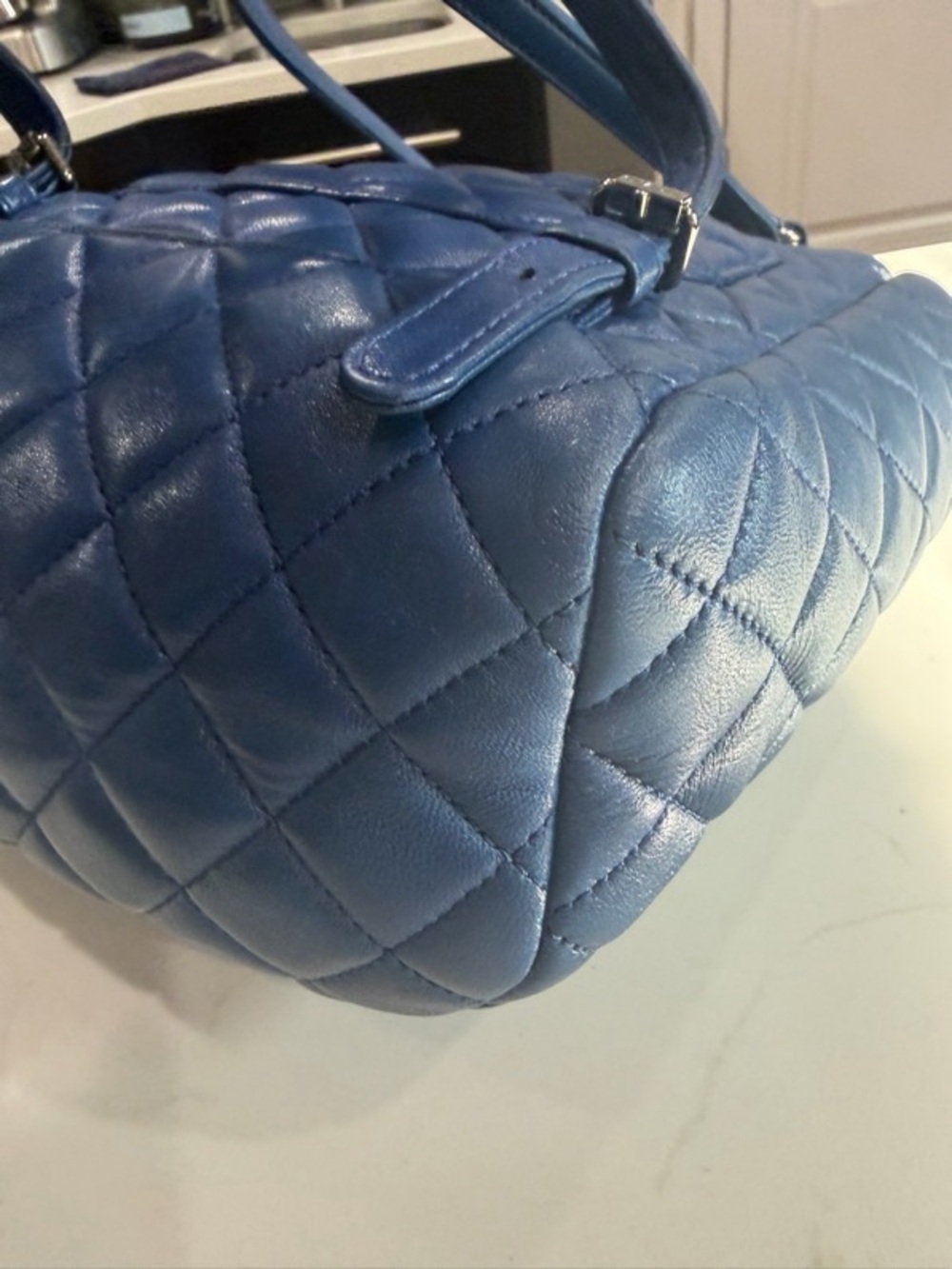 CHANEL Quilted Lambskin Backpack in Blue with Silver Hardware - Picture 5 of 8